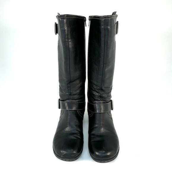 BOC Born Concept Martina II Black Leather Boots Womens 5 Riding Tall Side Zip - Picture 3 of 11